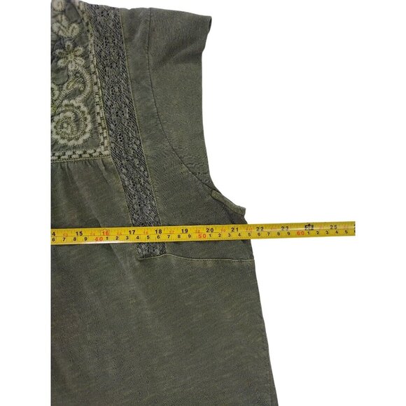 Lucky Brand Green Embroidered Sleeveless Top S/P Lightweight Boho Style, NWOT - Picture 5 of 7